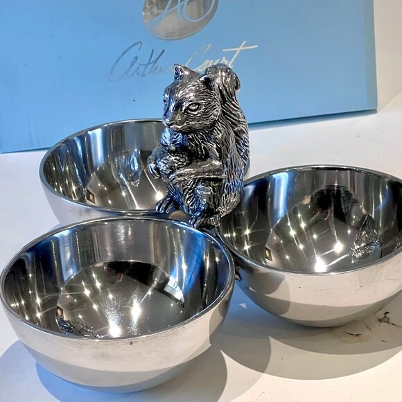 Arthur Court Squirrel 3 Bowl Nut/Snacks/Candy -Aluminum Hand Polished - NIB - Picture 7 of 9
